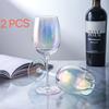 2pcs Glasses Glass Cup Wine Glasses Nordic Style Crystal Glass U-type Decanter Household Rainbow Wine Decanter Kitchen Supplies