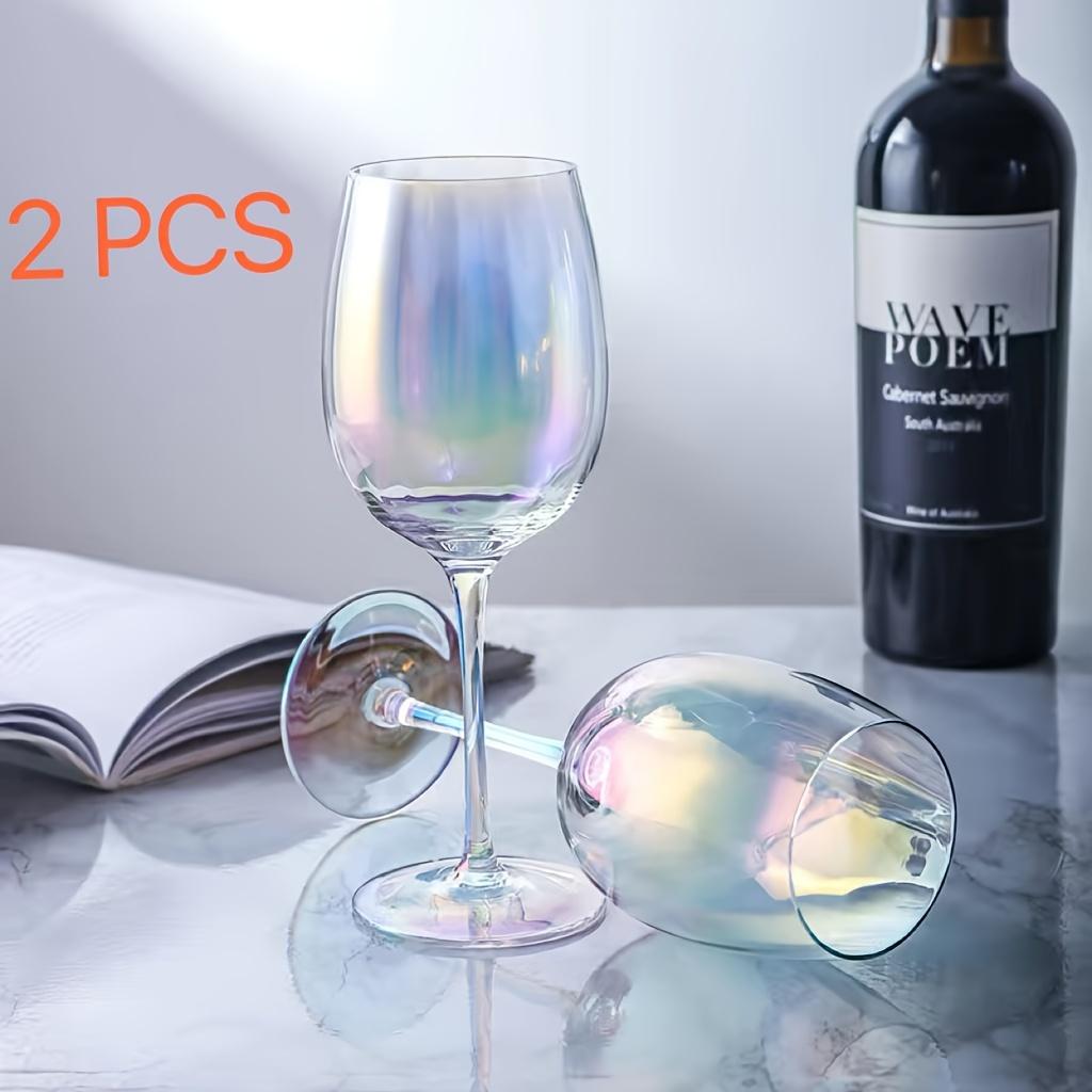2pcs Glasses Glass Cup Wine Glasses Nordic Style Crystal Glass U-type Decanter Household Rainbow Wine Decanter Kitchen Supplies