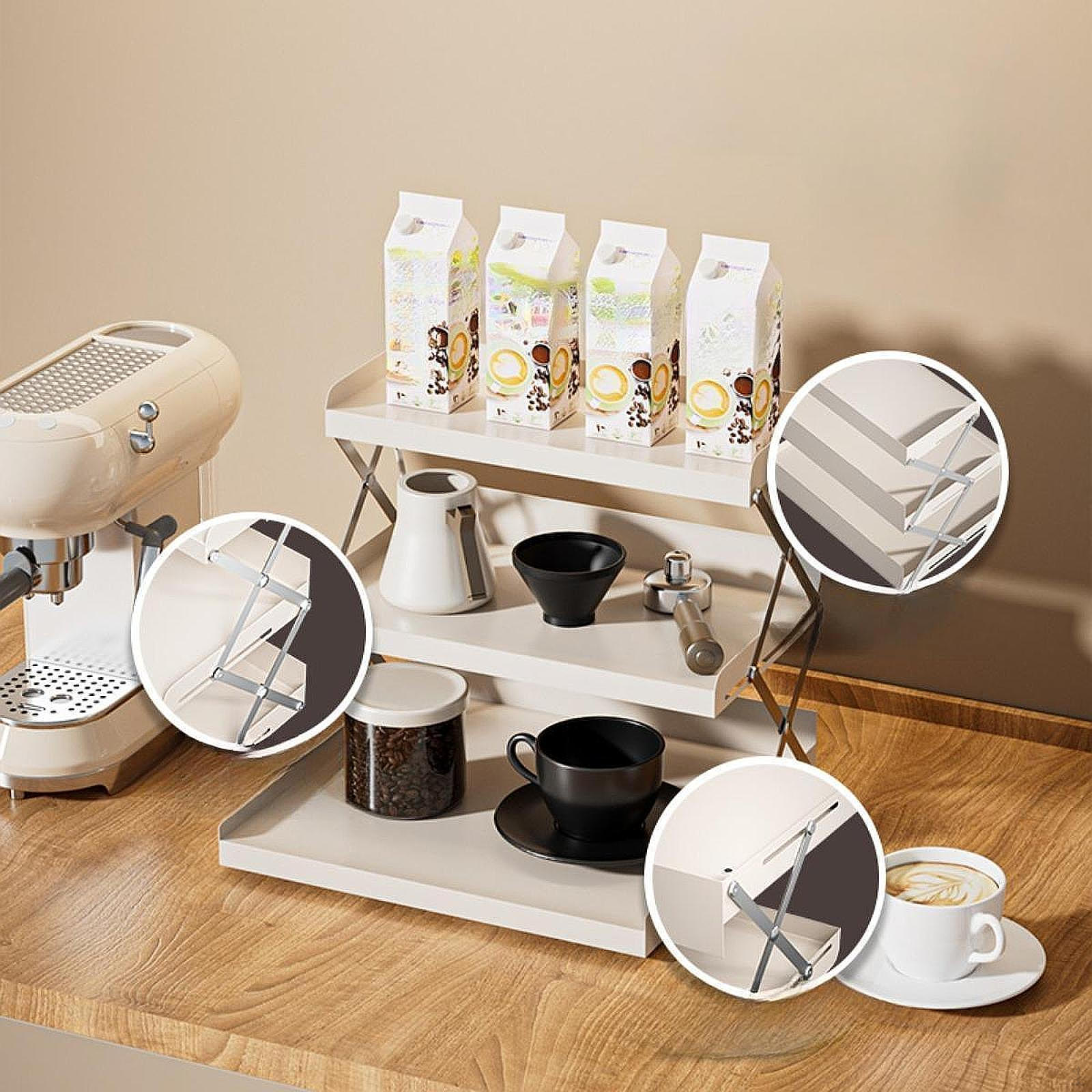 Органайзер для кофе-бара держатель для кружек складной регулируемый по высоте устойчивый белый 3389₽