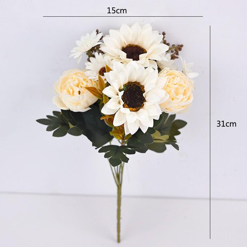 Artificial Sunflower Bouquet Wedding Decor Home Interior Photography Prop Silk Floral Arrangement