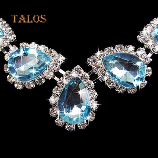 Prom Wedding Bridal Crystal Crystal Stone Waterdrop Necklace Earring Jewelry Set Accessories