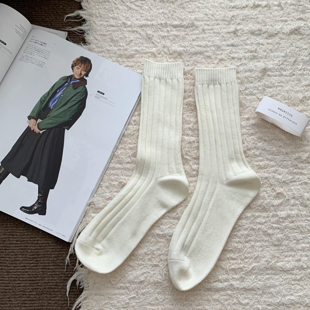 

Thickened Stacking Socks Double Needle 12 Colors Trendy Versatile Solid Color China Red Women S Cotton Socks Medium Stockings One Size молочный белый