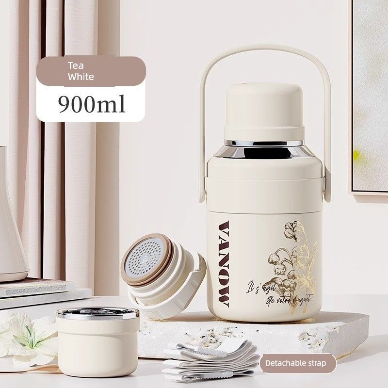 Vanow Lily of the Valley Large-Capacity Thermos Cup for Men and Women, High-Looking 316 Stainless Steel Water Bottle, Outdoor Portable Water Cup