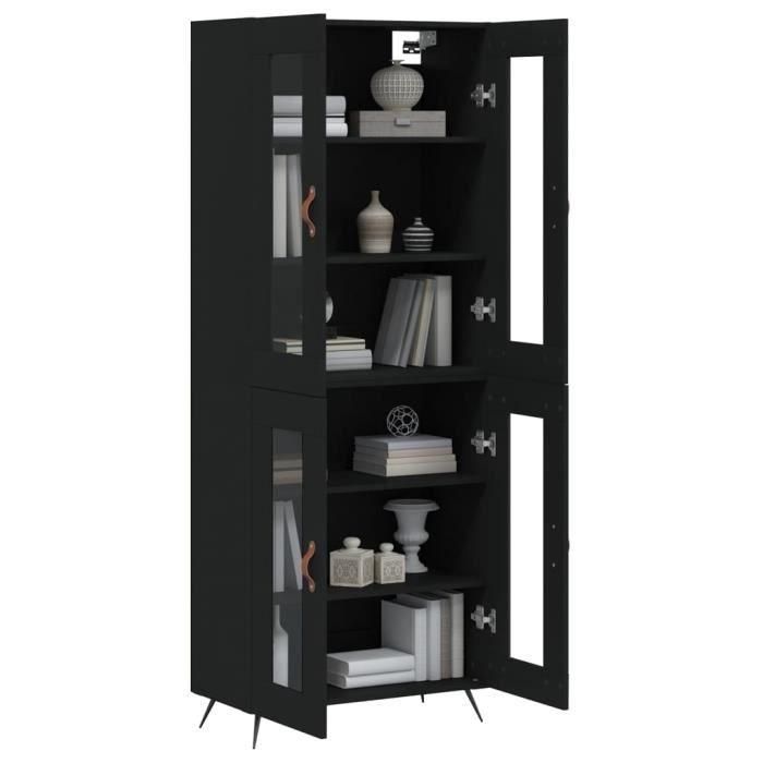 VidaXL Buffet haut Noir 69,5x34x180 cm Bois d'ingénierie 3198250