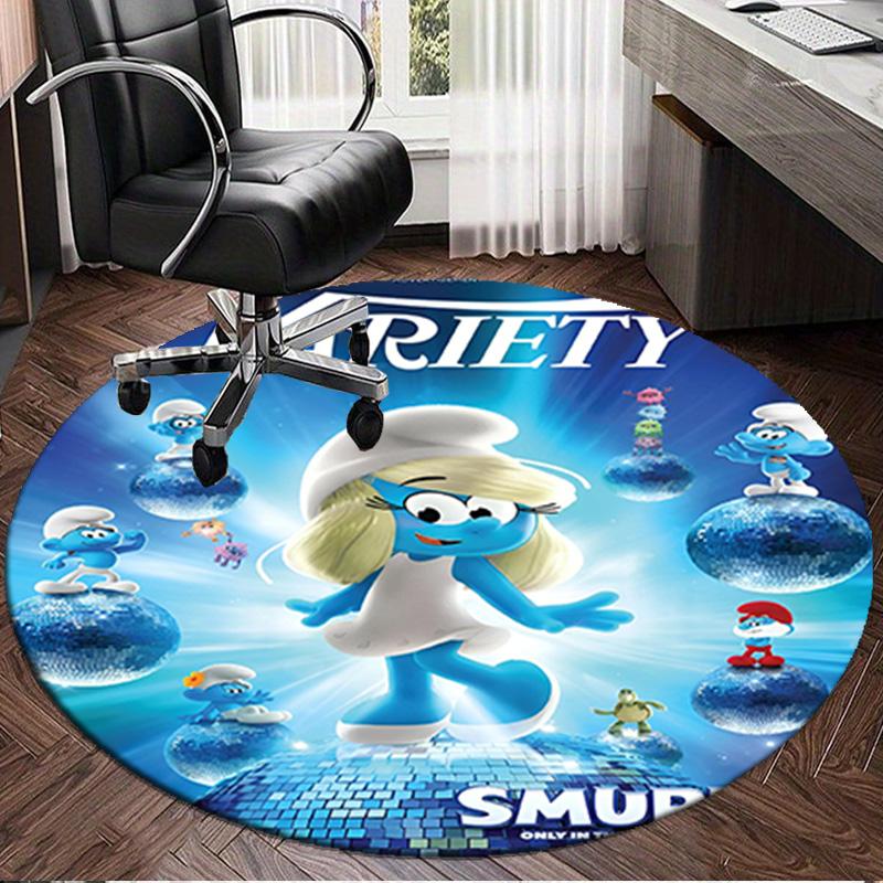 1PC Smurfette's Adventure Round Rug, Non-slip Chair Mat, Home Decor, Circle Carpet Perfect for Office, Bedroom, Living Room,Christmas gift