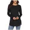 Women's Fashion Long Sleeve T-shirt Round Neck Basic Loose Waist Top