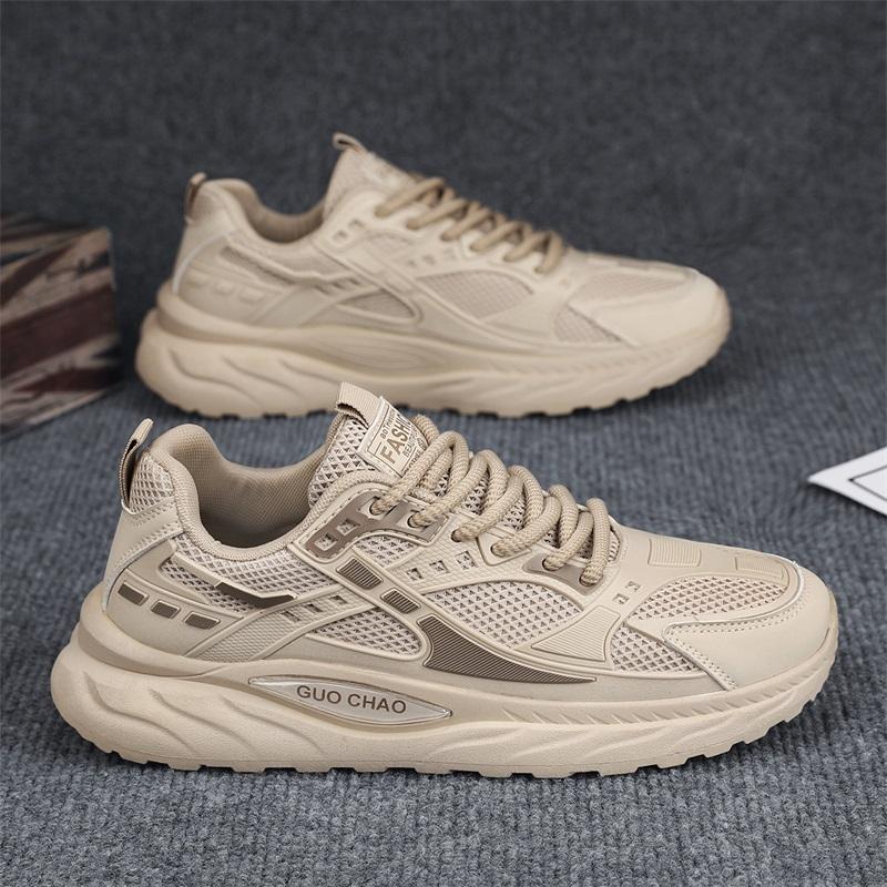 GR Spring New Mesh Street Fashion Casual Men's Shoes, Khaki, Black