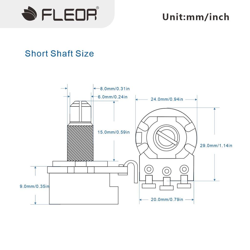 FLEOR 4 Stück Goldener kurzer Schaft Potentiometer Gitarren Potis 500K 250K Wählen Sie E-Gitarrenteile