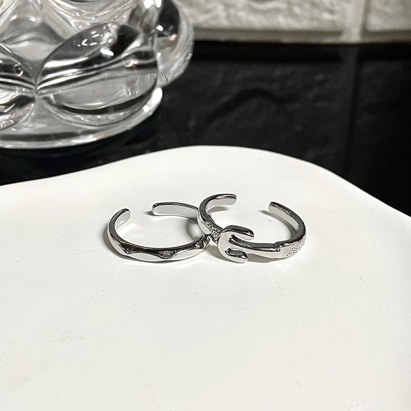 Cold Wind Ring Female Niche Design Couple Ring Simple Geometric Folds Irregular Personality Texture Index Finger Ring