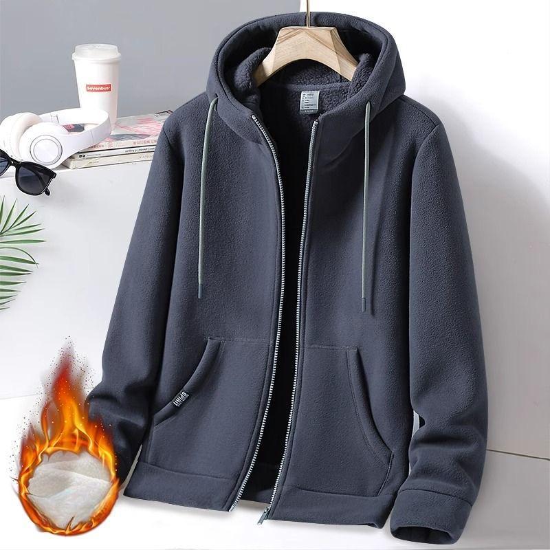 Plus Velvet Thick Sweater Autumn and Winter Casual Loose Outdoor Hooded Couple Lamb Fleece Jacket