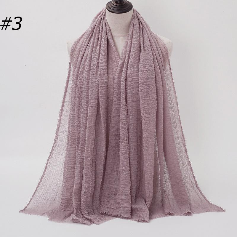 Solid Color Wrinkled Cotton-Linen Feel Women's Headscarf with Fur Edge