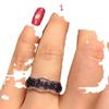 925 Silver Plated Blue Sapphire Open Ring Elegant Black Gold Engagement Ring for Women Fashion Jewelry