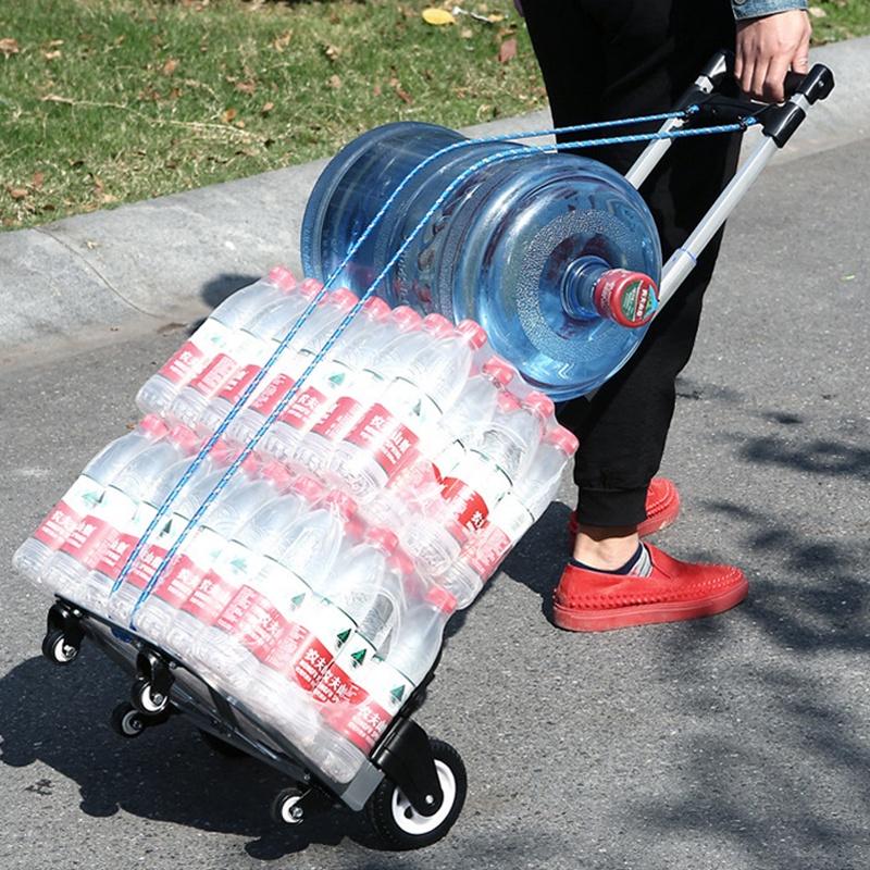 Tragbarer Geländetreppensteigerwagen Einkaufswagen Handwagen mit Gummiseil Faltbarer Trolley für Obergeschossfracht 75 kg (100-106)x41x39cm