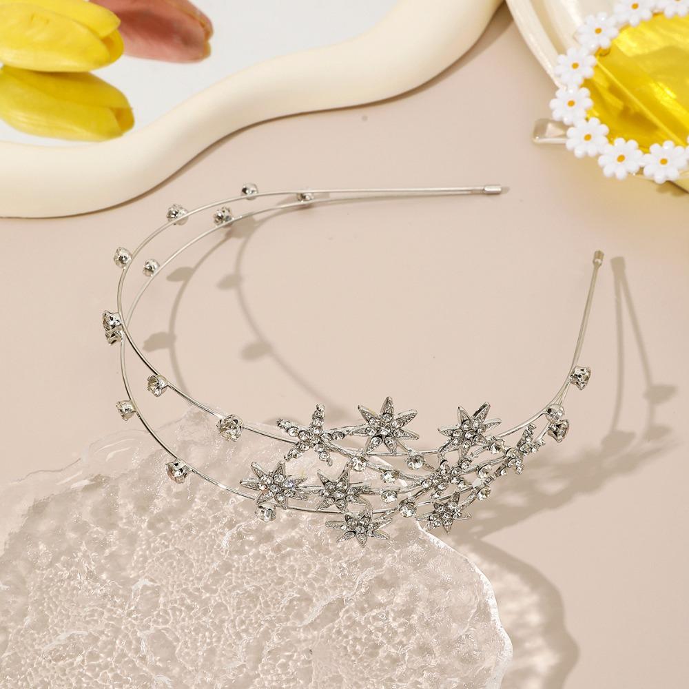 Sweet Rhinestones Snowflake Rhinestones Hairbands Flower Design Double Layer Women Headband Hair Accessories Women Girl