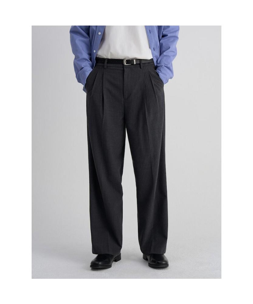 8SECONDS Striped Wide Fit Slacks Gray