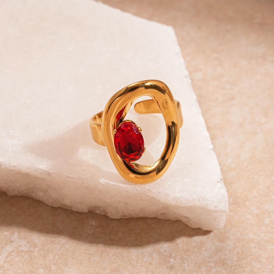 Stainless steel zircon irregular opening ring fashion temperament niche jewelry