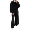 2026 Autumn/Winter Women's Drop Shoulder Bubble Sleeve Pullover & Drawstring Wide-Leg Pants Set