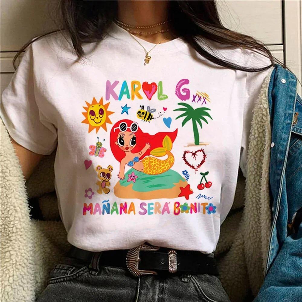 

Завтра Sera Nice Karol g Tee женская комическая уличная одежда Y2K топ женская 2000-е harajuku аниме одежда M бежевый