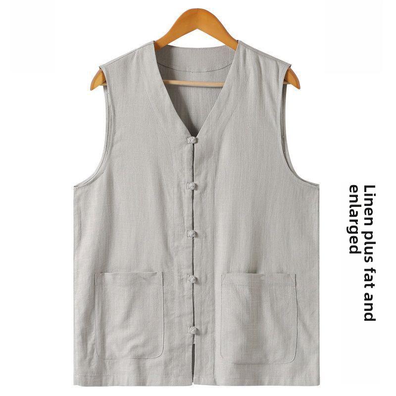 Men's Retro Cotton-Linen Sleeveless Vest