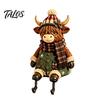 Plush Scarf Santa Decor Christmas Stocking Holder, Mantel Resin Sitting Leg Hook, Winter Holiday Room Festive Character Ornament for Home Fireplace