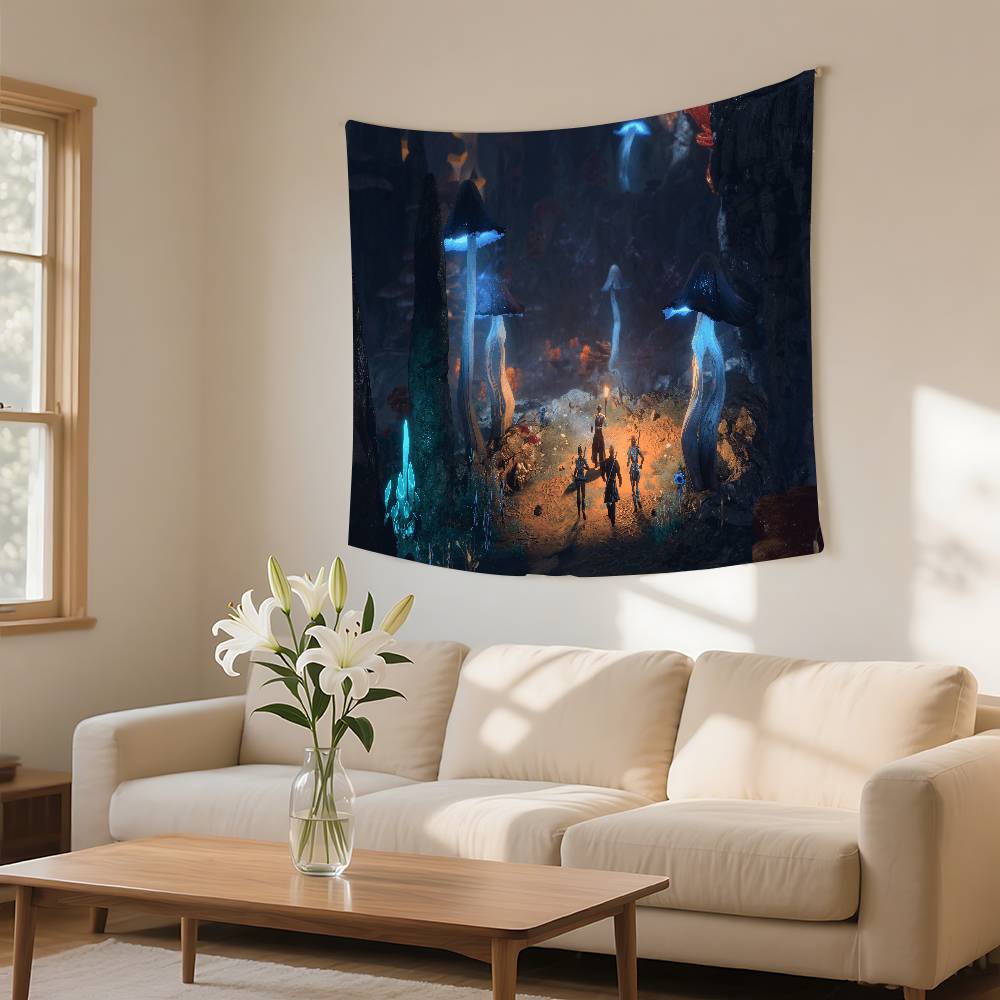Game BBaldurs Gate 3 Tapestry Wall Hanging Tapestry Art Deco Blanket Curtain Hanging At Home Bedroom Living Room Decor