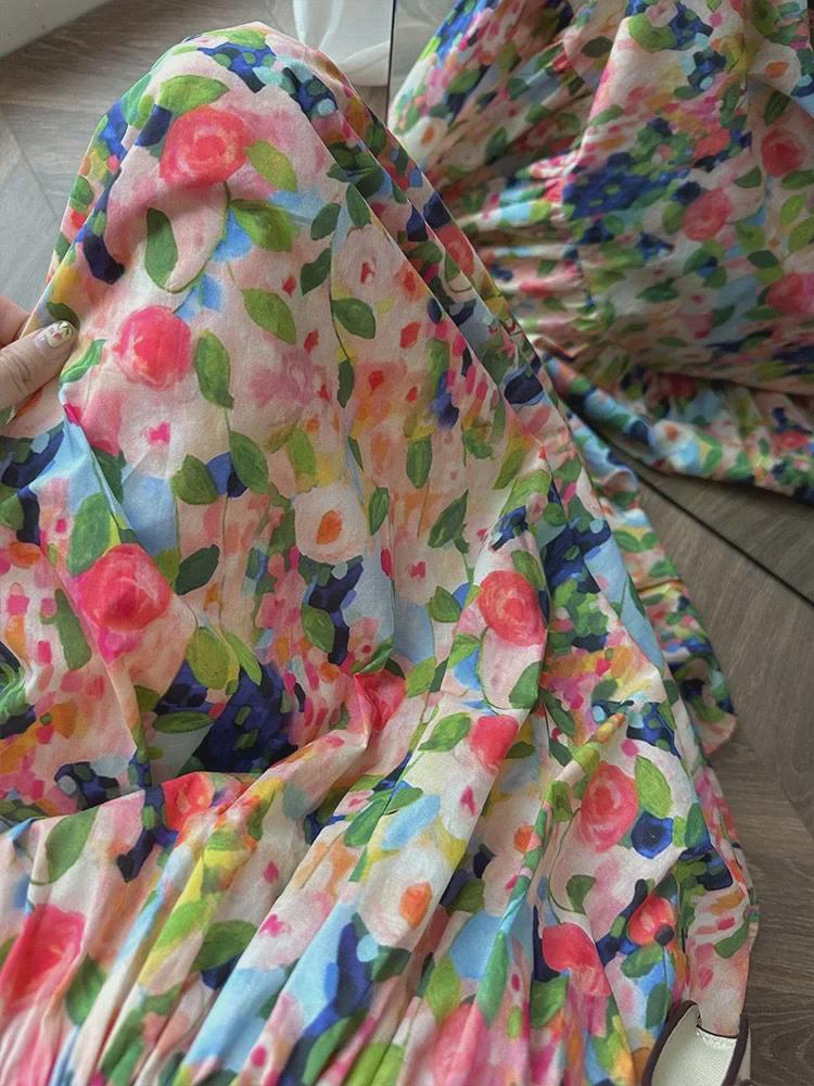 2023 Summer Floral One-Shoulder Designer Dress