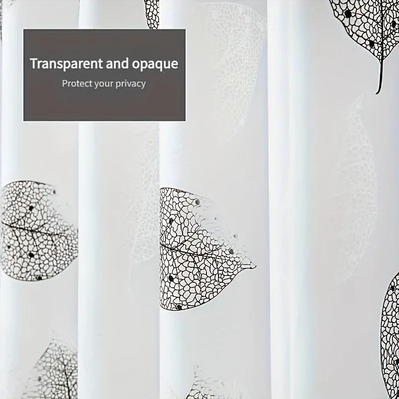 180X180Cm Waterproof  Peva Shower Curtain Leaf Pattern Bath Curtain With Hooks Home Bathroom Decor