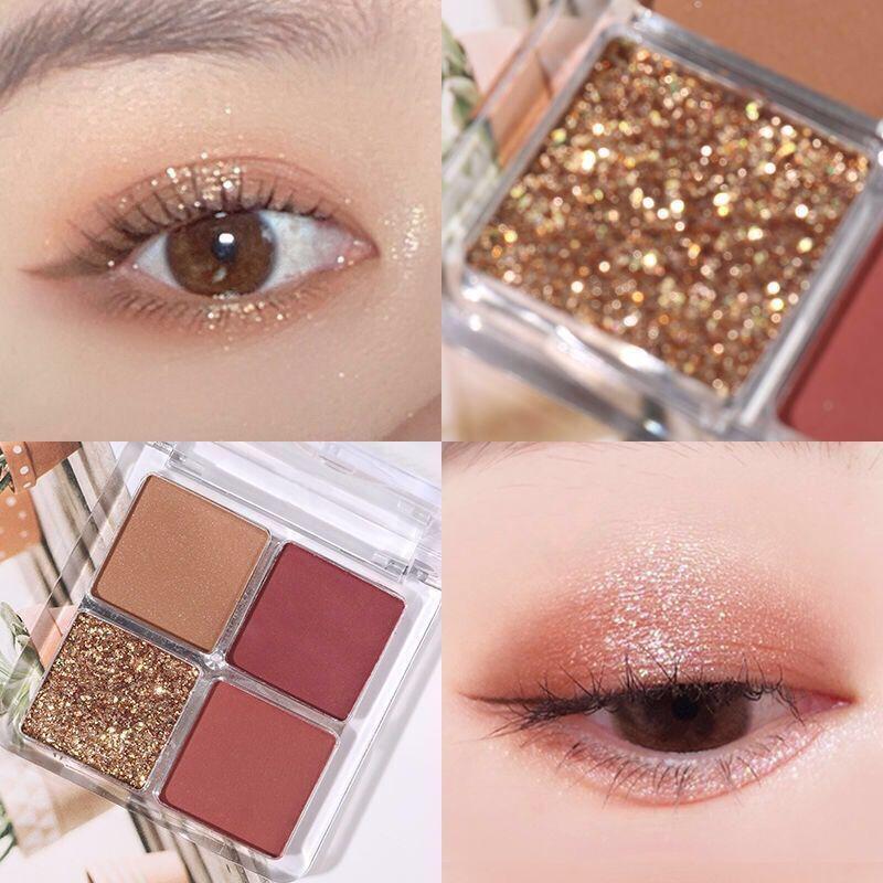 Portable Unicorn Diamond Eyeshadow Palette: Four-Color Glitter, Pearlescent, Waterproof, Super Hot