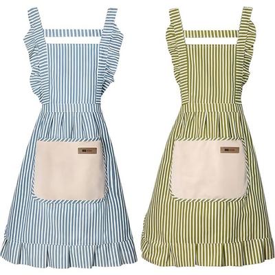 Ladies Girls Apron Kitchen - 2PC Cooking Aprons with Lace Pocket Cords Oil Resistant Stain Resistant Cotton Linen Coral Fleece for Cooking Baking BBQ