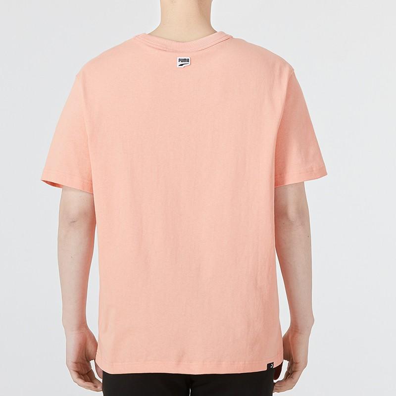 PUMA Downtown Graphic Fun Print Crew Neck Short Sleeve Drop Shoulder T-Shirt Men Tops Peach 535400-28