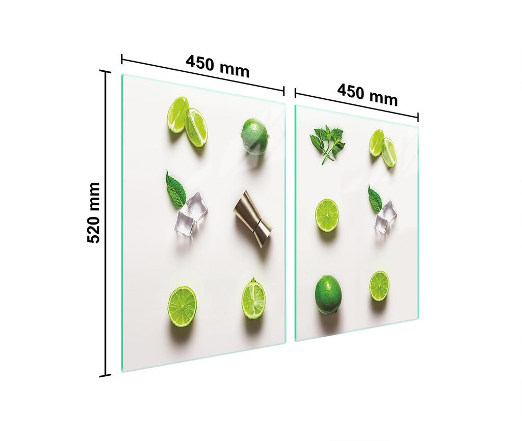 Glass protective plate for the stove 2x45x52 Fruit