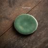 Celadon shadow carving coaster, Chinese antique kung fu tea set, handmade tea holder, ceramic lotus leaf coaster