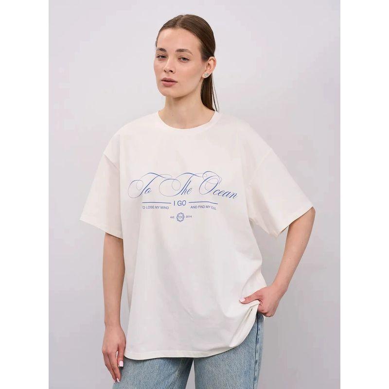 Loose Printed T-shirt Top Western Style New Fashion Print Letter Loose Cotton T-shirt Top