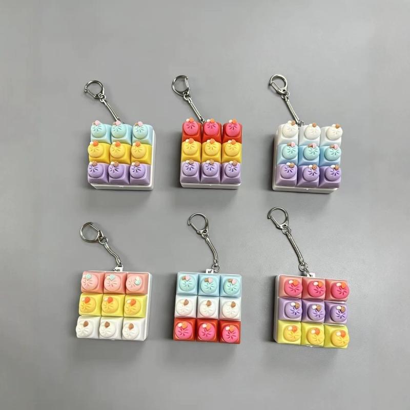 9 Keys Keyboard Fidget Keychain Keyboard Clicker Mechanical Keyboard Keyring Stress Relief Toys Gift For Girlfriend