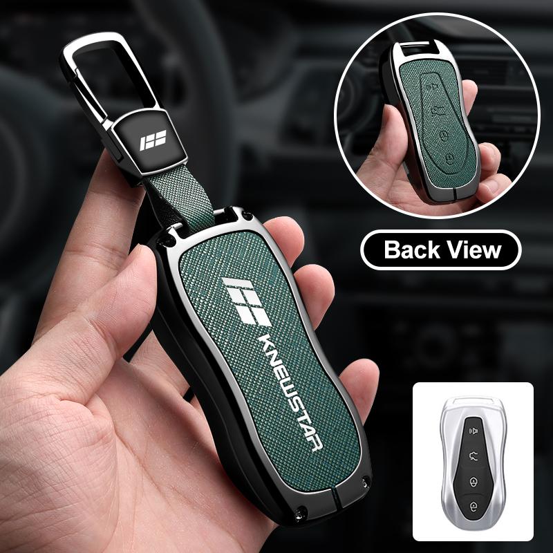 

Car Accessories Zinc Alloy Leather Key Case Holder Cover Chain Buckle For Geely Knewstar 001 Key Protective Shell Decoration