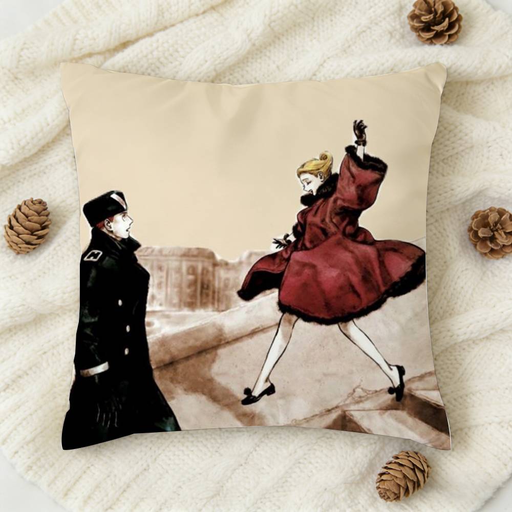 Emma X Aleksander Veil Manga Double-Sided Printed Square Decorative Cushion Cover For Sofa Living Room Home Decor
