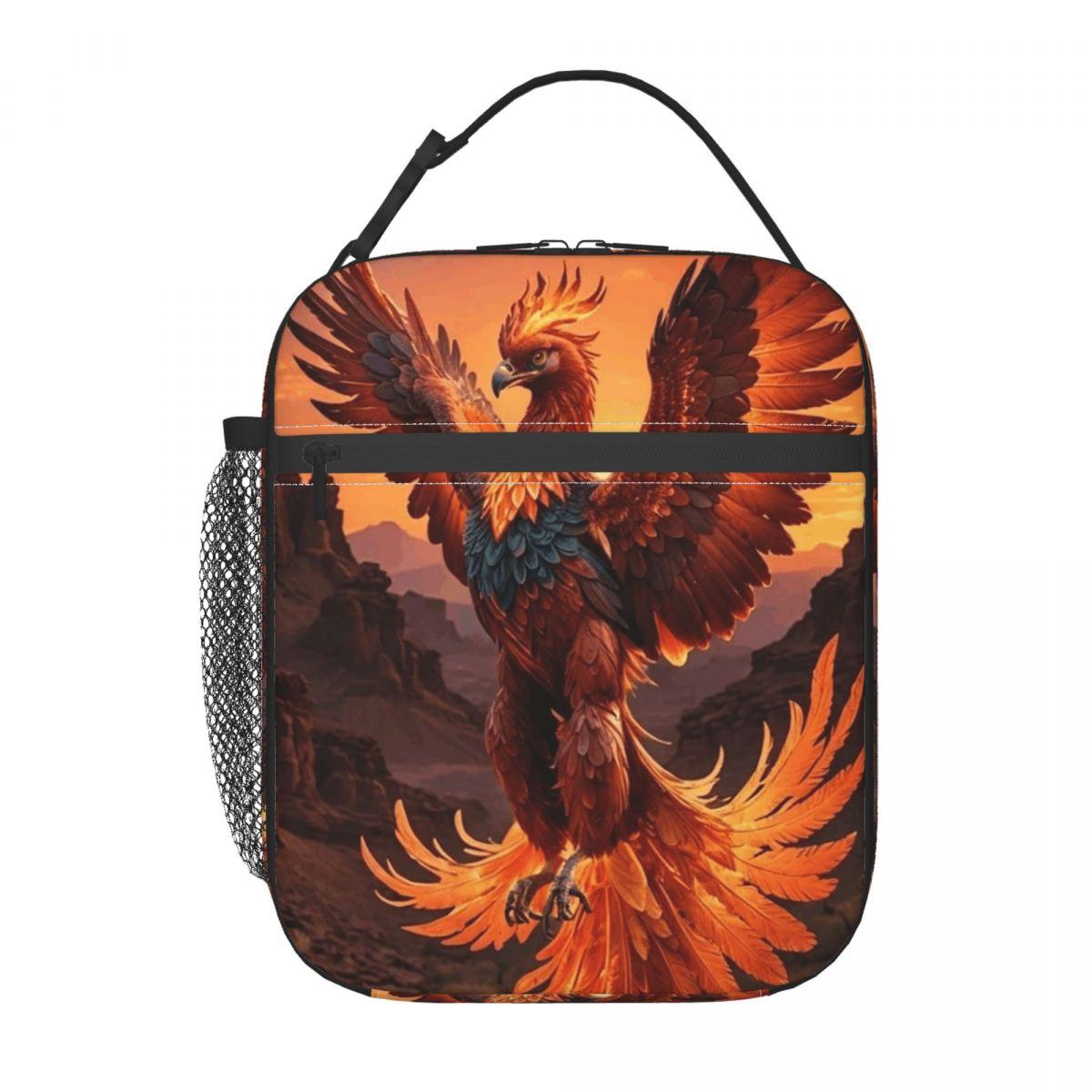 Phoenix Mythische Vogel Met Vuurige Vleugels Geïsoleerde Lunchtas voor Vrouwen Kinderen Lekkend Bewijs Voedseldozen Thermische Lunchbox Tote One Size