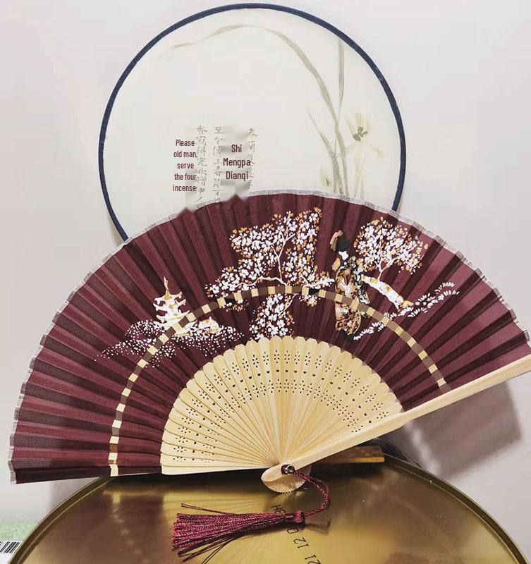 Classic Black Bamboo Folding Fan - Chinese Style Mosquito Repellent for a Cool Summer Breeze