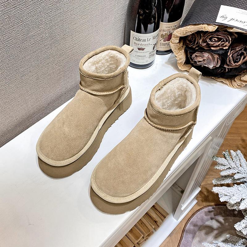 

XD2 кожаные домашние флисовые короткие ботинки на толстой подошве, женские плюшевые хлопковые тапочки для снега 43