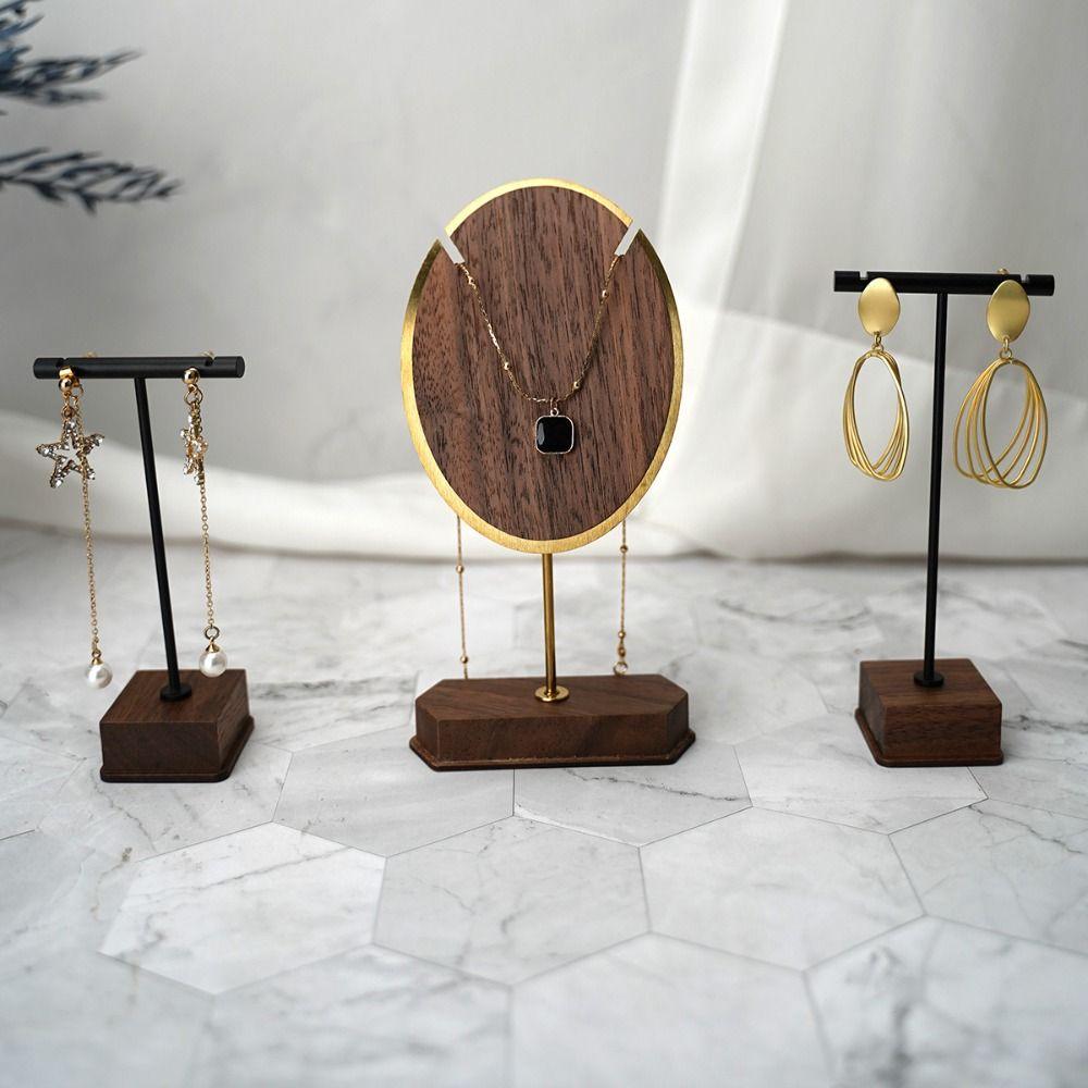Photography Props Jewelry Display Stand Copper and Wood Display Holder Storage Rack  Earrings