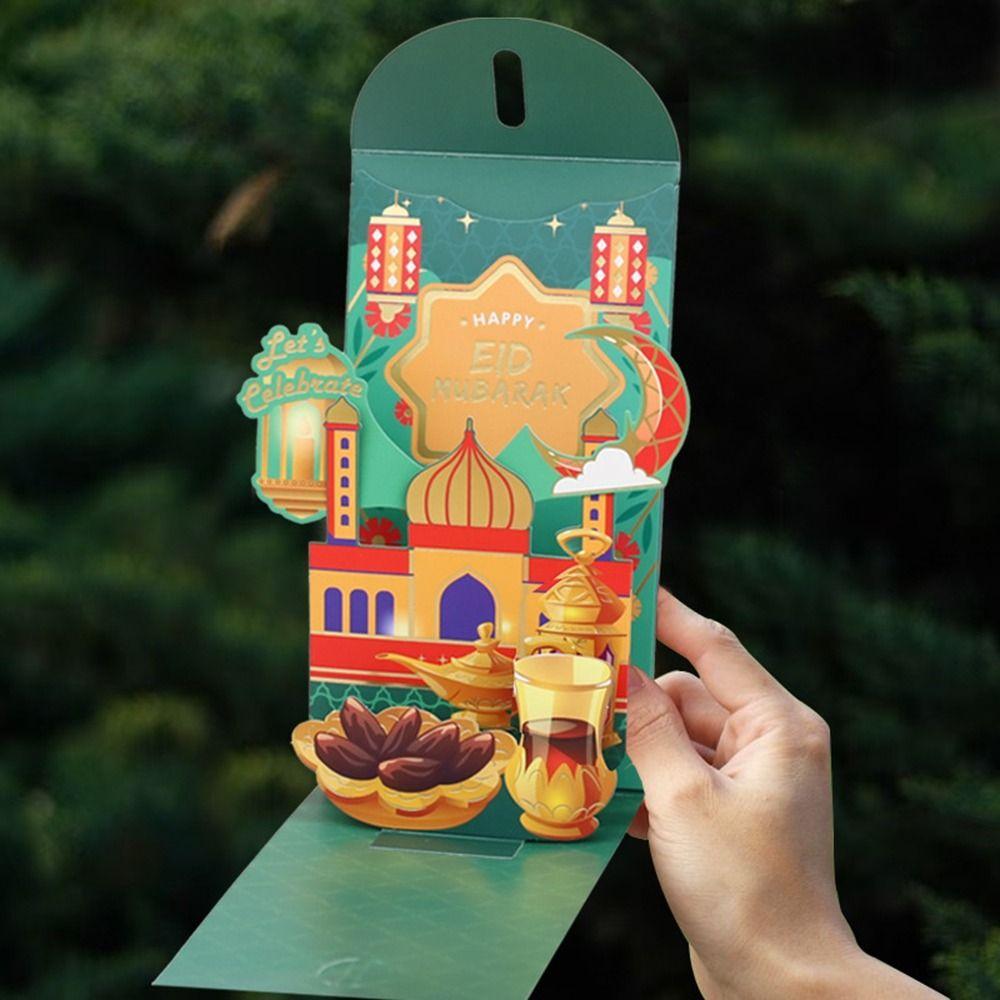 Traditional Eid Mubarak Money Packet Moon Castle Money Packet 3D Redness Envelopes  Middle East