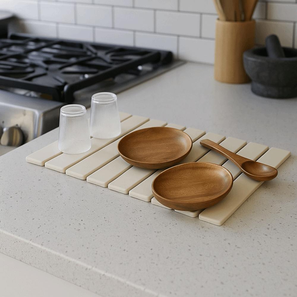 Portable Dish Drying Mat Diatom Mud Collapsible Mat Eco-Friendly Place Mat  Bar