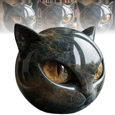 Estatua de Gato de Mesa de Halloween Resina Figura de Gato Única Figurita de Gato Negro Decoración Elegante para el Hogar Regalos para Amantes de los Gatos Mujeres Hombres