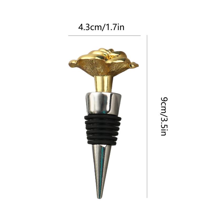Wine Bottle Stopper Golden Rose Zinc Alloy Wine Stopper Bottle Corks Wine Saver Food Grade Decorative Leak Proof Wine Corks For