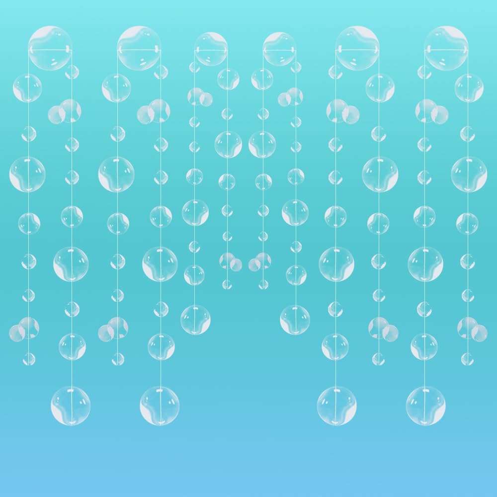 6 White Bubble Garland Decorations, PVC Mermaid Birthday Decorations, 3D Bubble Cutout Garland for Under the Sea Party Decorations, Kids Birthday