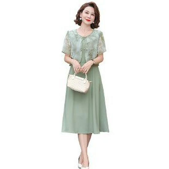 Elegant Chiffon Summer Dress for Middle-Aged & Elderly Women - Short Sleeve Long Skirt (2026 Edition)