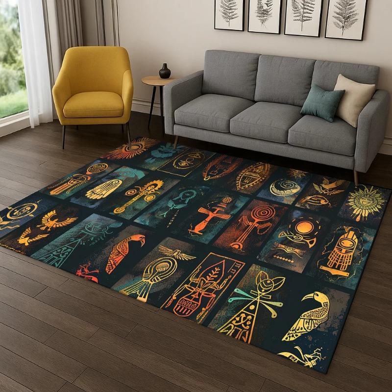 Egyptian Culture PrintLarge Carpet Anti-slip Wear-resistant Soft Mat for Living Room and Bedroom Rug So Classic and Beautiful