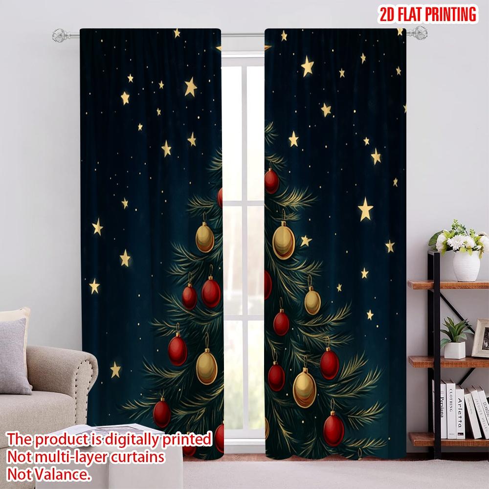 

2pcs,2D plane printing Light Filtering Curtains Christmas Tree Ornaments Stars (2) Versatile Fabric (without rod) Art Deco 52.50 × 116.00 cm 2 pcs
