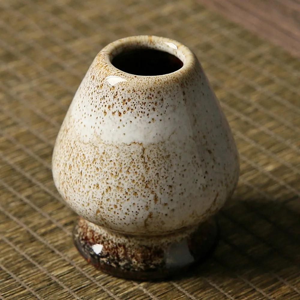 Ceramic Matcha Whisk Stand Smooth Kiln Discoloration Tea Drinking Utensils Bamboo Matcha Chasen Holder for Tea Set Accessories