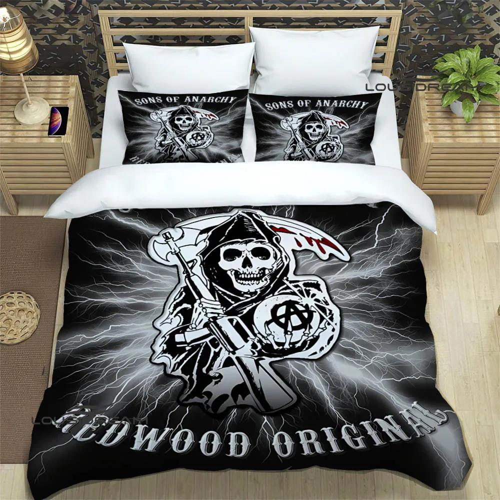 Sons of Anarchy Retro Printed Bedding Sets Exquisite Supplies Set Duvet Cover Bed Comforter Set Bedding Set Luxury Birthday Gift